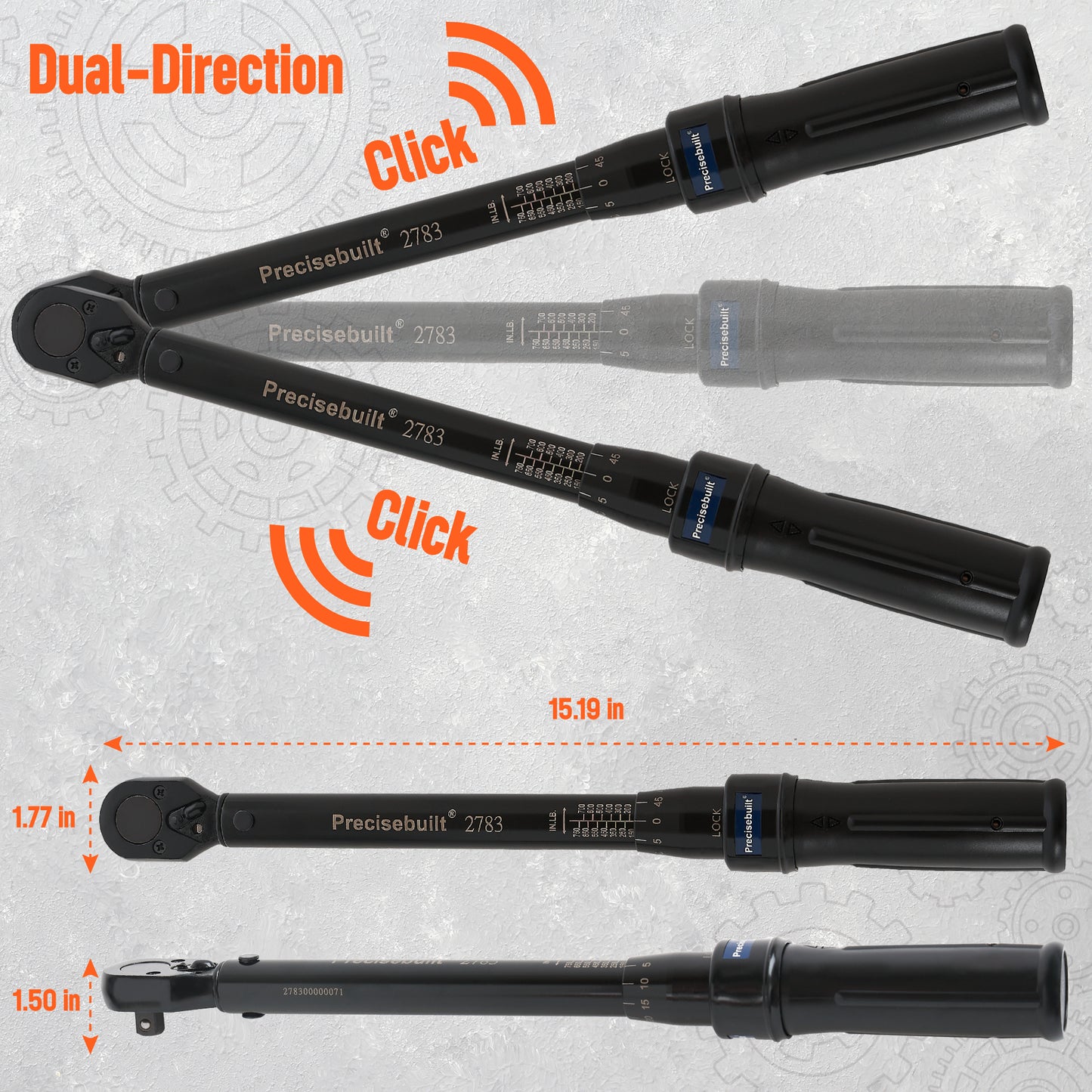 3/8" Drive 150-750 in-lb Click Tech Torque Wrench