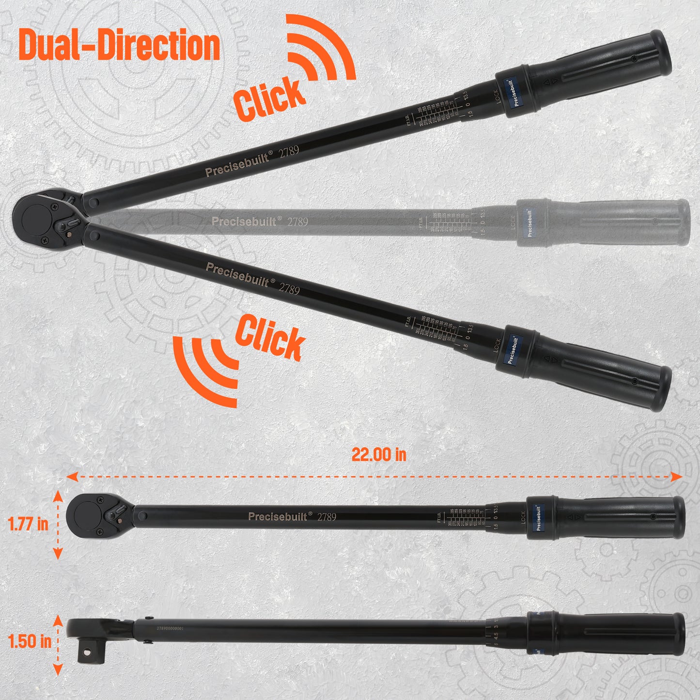 3/4" Drive 60-300 ft-lb Click Tech Torque Wrench