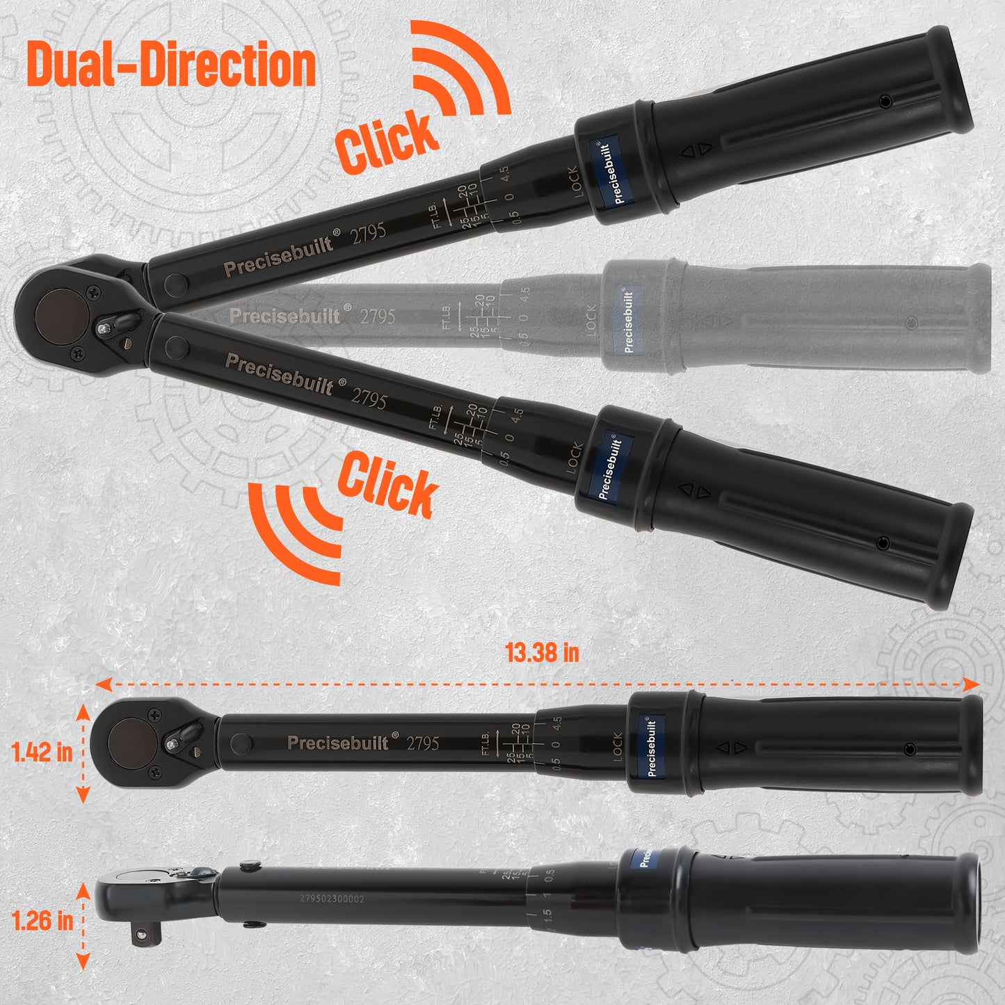 3/8" Drive 5-25 ft-lb Click Tech Torque Wrench