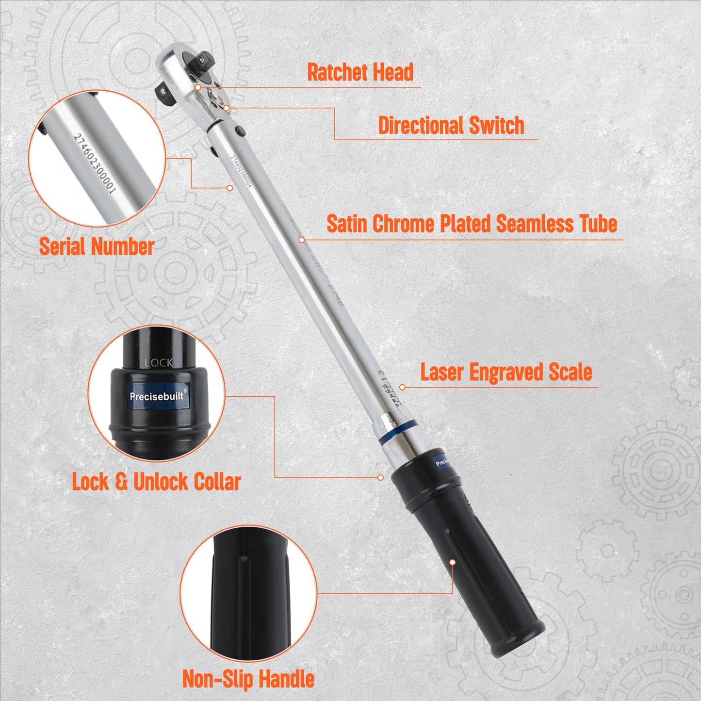 3/8" x 1/2" Dual-Drive 30-150 ft-lb Click Tech Torque Wrench