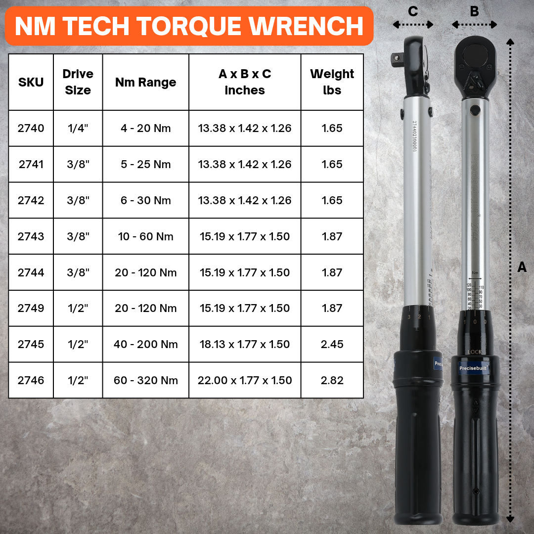 1/2" Drive 120 Nm Click Tech Torque Wrench