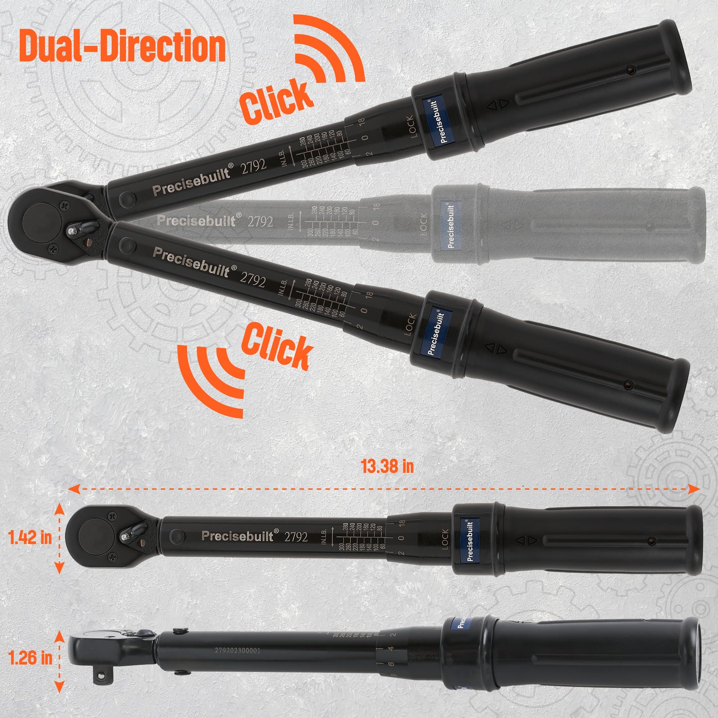 3/8" Drive 60-300 in-lb Click Tech Torque Wrench